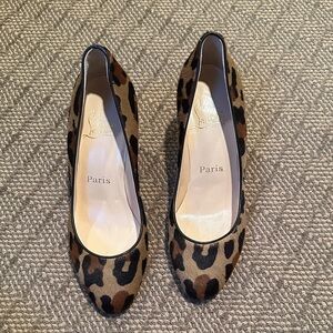 Christian Louboutin Tan and Black Leopard Heels